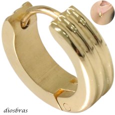 画像1: ステンレス フープピアス ゴールド ライン 金属アレルギー対応 メタル素材 シンプル 小さめ フープ ループ リング 輪っか ピアス ゴールド メンズ アクセサリー レディース 中折れ式 13mm (1)