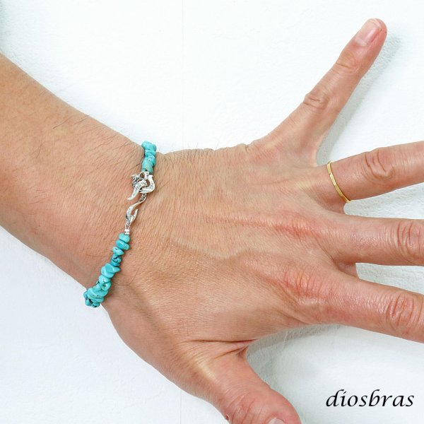 画像8: diosbras-ディオブラス ターコイズ 馬蹄 ホースシュー フェザー ブレスレット ブレス メンズ ネイティブ  羽 ターコイズ オニキス シルバー９２５ チェーン さざれ石 メディスンホイール フェザー