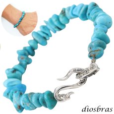 画像1: diosbras-ディオブラス ターコイズ 馬蹄 ホースシュー フェザー ブレスレット ブレス メンズ ネイティブ  羽 ターコイズ オニキス シルバー９２５ チェーン さざれ石 メディスンホイール フェザー (1)