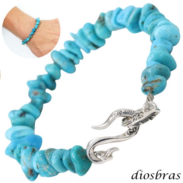 画像1: diosbras-ディオブラス ターコイズ 馬蹄 ホースシュー フェザー ブレスレット ブレス メンズ ネイティブ  羽 ターコイズ オニキス シルバー９２５ チェーン さざれ石 メディスンホイール フェザー