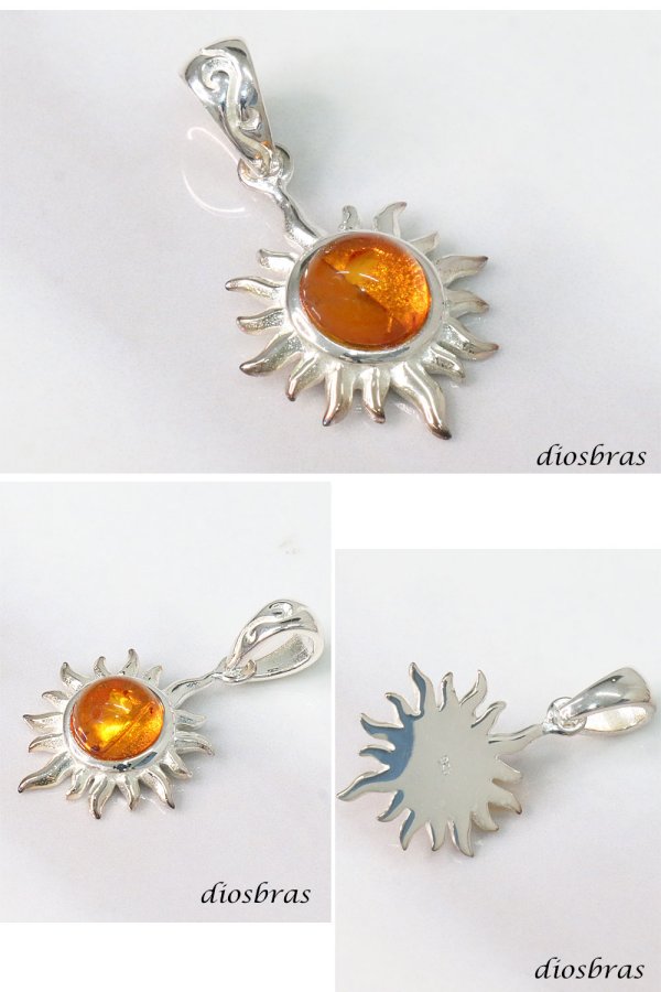 画像2: アンバー 琥珀 ペンダント太陽　サンマーク ドロップ ペンダント トップ 存在感のある琥珀ペンダント ナバホ パワーストーン インディアンジュエリー  シルバー925 フェザーネックレス ネックレス メンズ レディース 