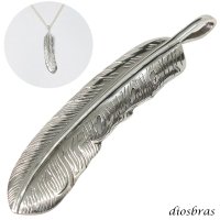 シルバー925素材 フェザー トップ フェザーネックレス ハンドメイドネックレス インディアンジュエリー ネイティブ シルバー925ペンダント フェザー イーグル  パーツ ネックレス メンズ レディース 特大 深堀り仕上げ