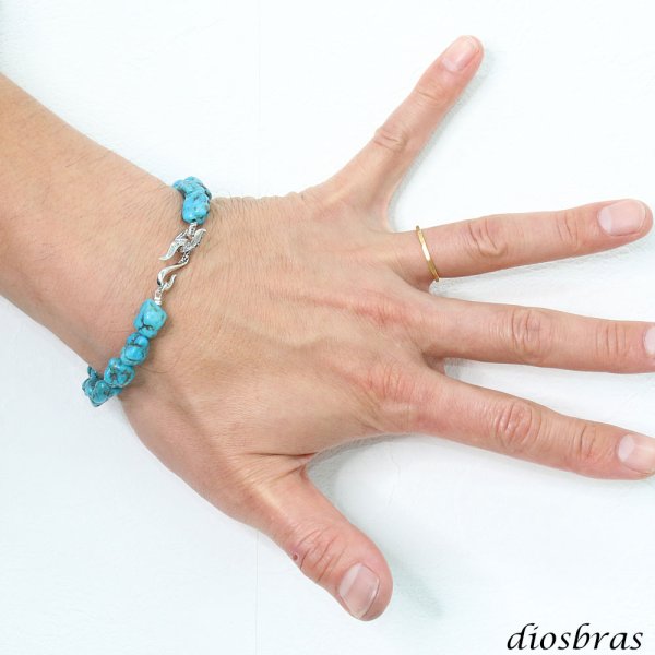 画像8: diosbras-ディオブラス ターコイズ 馬蹄 ホースシュー フェザー ブレスレット ブレス メンズ ネイティブ  羽 ターコイズ オニキス シルバー９２５ チェーン さざれ石 メディスンホイール フェザー