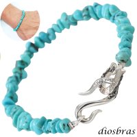 diosbras-ディオブラス ターコイズ 馬蹄 ホースシュー フェザー ブレスレット ブレス メンズ ネイティブ  羽 ターコイズ オニキス シルバー９２５ チェーン さざれ石 メディスンホイール フェザー