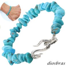 画像1: diosbras-ディオブラス ターコイズ 馬蹄 ホースシュー フェザー ブレスレット ブレス メンズ ネイティブ  羽 ターコイズ オニキス シルバー９２５ チェーン さざれ石 メディスンホイール フェザー (1)