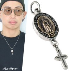 画像1: マリア クロス  ペンダント 2連 ドロップ シルバー925 トップ マリアプレート ネックレス メイン マリアペンダントトップ銀シルバー925 マリア様  マリア ネックレス  SILVER925 maria  マリア ネックレス メダイ (1)