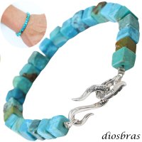 diosbras-ディオブラス ターコイズ 馬蹄 ホースシュー フェザー ブレスレット ブレス メンズ ネイティブ  羽 ターコイズ オニキス シルバー９２５ チェーン さざれ石 メディスンホイール フェザー