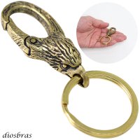 キーホルダー キーフック キーチェーン ゴールド  イーグル フェザー スカル ドクロ 骸骨 髑髏  真鍮  ブラス  キーホルダー