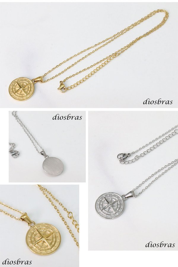 画像4: 羅針盤　ペンダント 航海 クロス  ペンダント ステンレス ゴールド　シルバー トップ  ネックレス メイン ペンダントトップ マリア ネックレス メダイ ステンレスチェーンセット