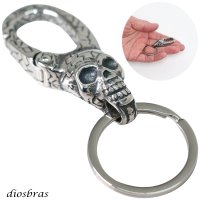 キーホルダー キーフック キーチェーン  シルバー  スカル ドクロ 骸骨 髑髏   亜鉛合金製 キーホルダー