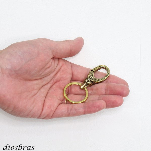 画像3: キーホルダー キーフック キーチェーン ゴールド  ウルフ  狼 真鍮  ブラス  キーホルダー