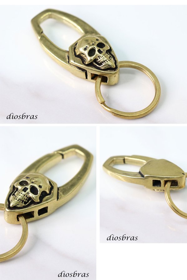 画像2: キーホルダー キーフック キーチェーン ゴールド  スカル ドクロ 骸骨 髑髏  真鍮  ブラス  キーホルダー