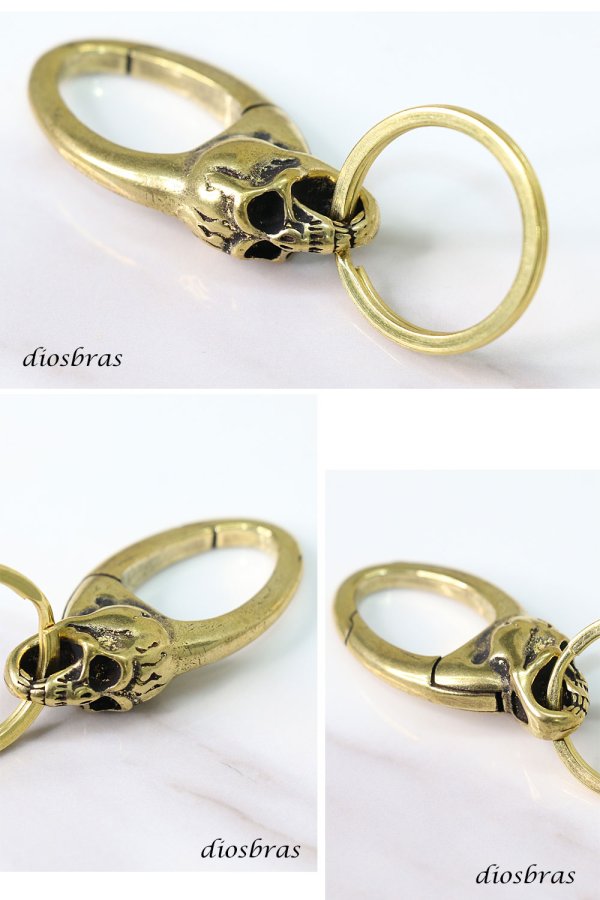 画像2: キーホルダー キーフック キーチェーン ゴールド  スカル ドクロ 骸骨 髑髏  真鍮  ブラス  キーホルダー