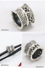 画像2: フェザー アラベスク ビーズ シルバー シルバー925 ビーズ アクセサリー ハンドメイド パーツ イーグル 羽根 フェザー アラベスク トライバル 唐草 縦9.5mm 直径12.5mm 穴径3mm   メール便全国送料無料 (2)
