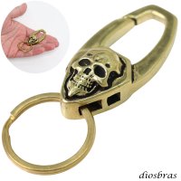 キーホルダー キーフック キーチェーン ゴールド  スカル ドクロ 骸骨 髑髏  真鍮  ブラス  キーホルダー