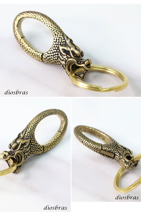 画像2: キーホルダー キーフック キーチェーン ゴールド  ドラゴン 龍 竜  真鍮  ブラス  キーホルダー