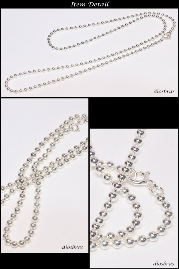 画像3: シルバー 925 ボールチェーン 3mm 50cm 幅3mm  ネックレス チェーン シルバー925 SILVER Necklace chain 銀 鎖 首飾り フィガロ メール便無料  ギフトOK  シルバー925チェーン シルバーネックレスチェーン