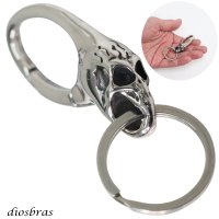 キーホルダー キーフック キーチェーン  シルバー   スカル ドクロ 骸骨 髑髏  亜鉛合金製 キーホルダー