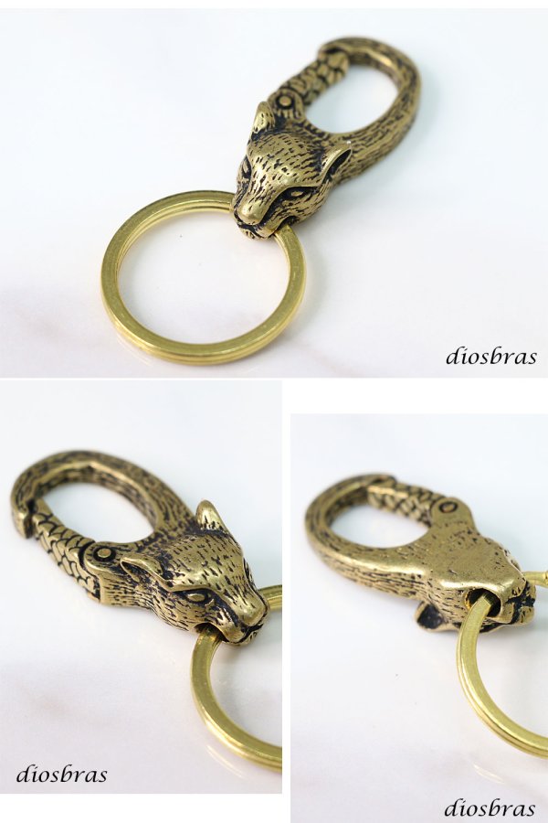 画像2: キーホルダー キーフック キーチェーン ゴールド  チーター 黒ヒョウ ヒョウ 真鍮  ブラス  キーホルダー