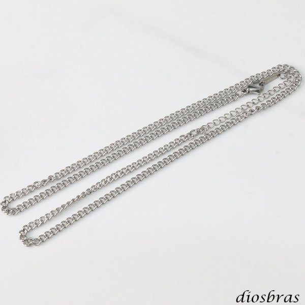 画像2: 喜平 ステンレス サージカルステンレス アレルギーフリー シルバーチェーン シルバー アジャスター付き チェーン アンカーチェーン 幅3mm 52cm ネックレス チェーン  鎖 首飾り ギフト  チェーン シルバーネックレスチェーン あずきチェーン