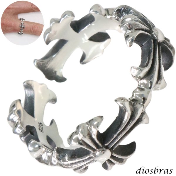 画像1: クロス フリーサイズ リング　シルバー925 シルバーリング  メンズ クロス 十字架 シンプルクロス 極小 スターリングシルバー ゴシック 指輪 ring silver925 銀 シルバーアクセサリー 男性 女性 レディース 極小 シンプル ピンキー メール便なら全国送料無料