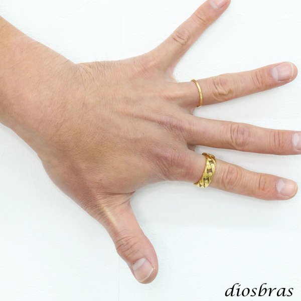 画像2: ステンレス  リング チェーン　喜平 リング シルバー 金属アレルギー対応 光沢 ゴールド 金 リング アクセサリー メンズ レディース