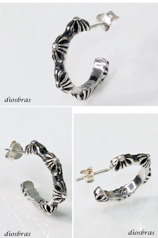 画像3: クロス フープ ピアス シルバー９２５ 十字架 片方ピアス メンズ レディース フープピアス 極小クロス