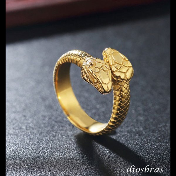 画像6: ステンレス  スネーク 蛇 リング チェーン リング シルバー 金属アレルギー対応 光沢 ゴールド 金 リング アクセサリー メンズ レディース