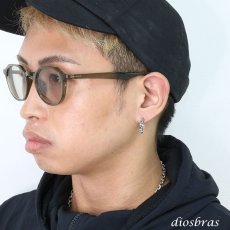 画像4: クロス フープ ピアス シルバー９２５ 十字架 片方ピアス メンズ レディース フープピアス 極小クロス (4)