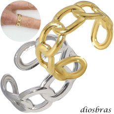 画像1: ステンレス  リング チェーン フリーサイズ 喜平 リング シルバー 金属アレルギー対応 光沢 ゴールド 金 リング アクセサリー メンズ レディース (1)