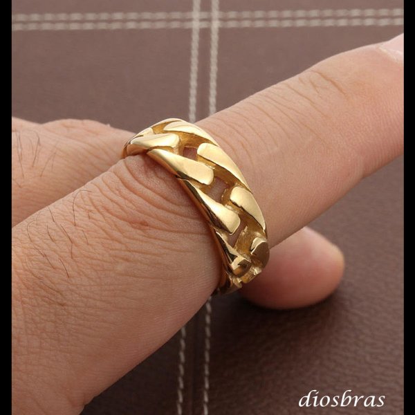 画像5: ステンレス  リング チェーン　喜平 リング シルバー 金属アレルギー対応 光沢 ゴールド 金 リング アクセサリー メンズ レディース