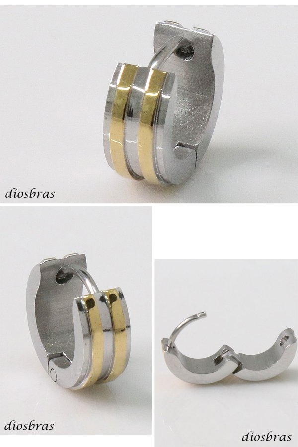画像2: ステンレス フープピアス シルバー ゴールド 金属アレルギー対応 メタル素材 シンプル 小さめ フープ 輪っか ピアス メンズ アクセサリー レディース 中折れ式 10mm