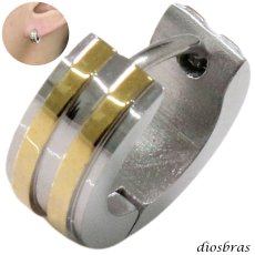 画像1: ステンレス フープピアス シルバー ゴールド 金属アレルギー対応 メタル素材 シンプル 小さめ フープ 輪っか ピアス メンズ アクセサリー レディース 中折れ式 10mm (1)