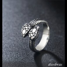 画像4: ステンレス  スネーク 蛇 リング チェーン リング シルバー 金属アレルギー対応 光沢 ゴールド 金 リング アクセサリー メンズ レディース (4)