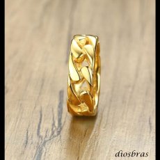画像4: ステンレス  リング チェーン　喜平 リング シルバー 金属アレルギー対応 光沢 ゴールド 金 リング アクセサリー メンズ レディース (4)