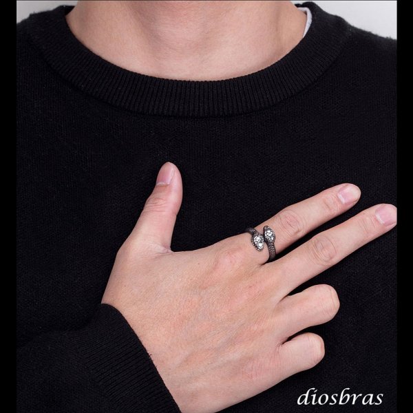 画像2: ステンレス  スネーク 蛇 リング チェーン リング シルバー 金属アレルギー対応 光沢 ゴールド 金 リング アクセサリー メンズ レディース