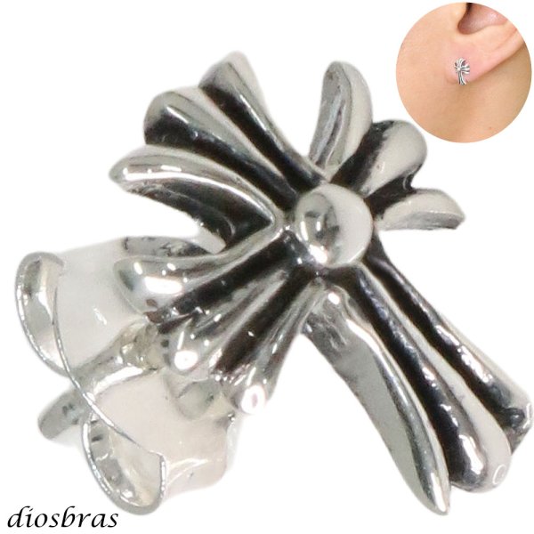 画像1: クロス ピアス シルバー９２５ 十字架 片方ピアス 片耳販売 メンズ レディース 極小クロス