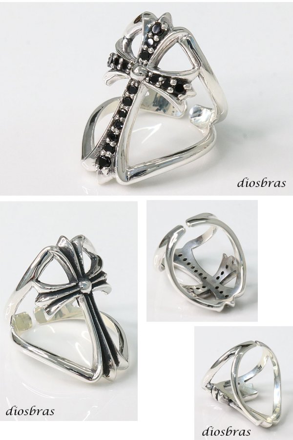 画像3: クロス フリーサイズ リング　シルバー925 シルバーリング  メンズ クロス 十字架 ジルコニア ブラック ホワイト シンプルクロス 極小 スターリングシルバー ゴシック 指輪 ring silver925 銀 シルバーアクセサリー 男性 女性 レディース 極小 シンプル ピンキー