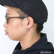 画像2: クロス フープ ピアス シルバー９２５ 十字架 片方ピアス メンズ レディース フープピアス 極小クロス (2)