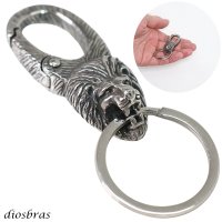 キーホルダー キーフック キーチェーン  シルバー  ライオン スカル ドクロ 骸骨 髑髏  亜鉛合金製 キーホルダー
