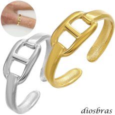 画像1: ステンレス  フリーサイズ チェーン マリーナ マリンチェーン マリナ リング チェーン リング シルバー 金属アレルギー対応 光沢 ゴールド 金 リング アクセサリー メンズ レディース (1)