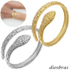 画像1: ステンレス  フリーサイズ スネーク 蛇 リング チェーン リング シルバー 金属アレルギー対応 光沢 ゴールド 金 リング アクセサリー メンズ レディース (1)