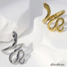 画像5: ステンレス  フリーサイズ スネーク 蛇 リング チェーン リング シルバー 金属アレルギー対応 光沢 ゴールド 金 リング アクセサリー メンズ レディース (5)