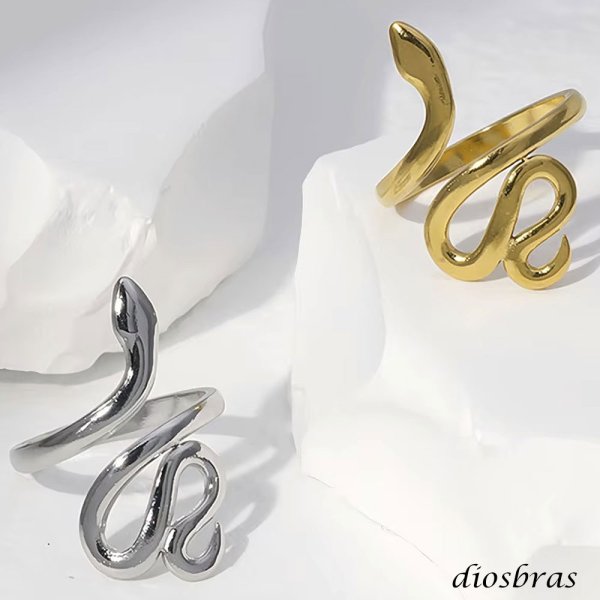 画像5: ステンレス  フリーサイズ スネーク 蛇 リング チェーン リング シルバー 金属アレルギー対応 光沢 ゴールド 金 リング アクセサリー メンズ レディース