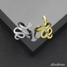 画像7: ステンレス  フリーサイズ スネーク 蛇 リング チェーン リング シルバー 金属アレルギー対応 光沢 ゴールド 金 リング アクセサリー メンズ レディース (7)