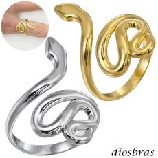 画像1: ステンレス  フリーサイズ スネーク 蛇 リング チェーン リング シルバー 金属アレルギー対応 光沢 ゴールド 金 リング アクセサリー メンズ レディース (1)