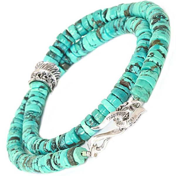 画像1: ネックレス ターコイズ　グリーン ビーズ ネックレス  フェザー ネックレス メンズ ネイティブ  羽 ターコイズ オニキス シルバー９２５ チェーン メディスンホイール フェザーネックレス diosbras-ディオブラス