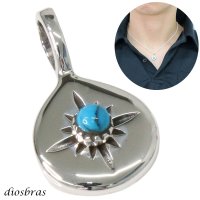 ターコイズ ペンダント トップ 太陽神　サンマーク  ペンダント ターコイズ しずく型 トルコ石 天然ターコイズ ネイティブアメリカン インディアンジュエリー シルバー925  ネックレス メンズ レディース メール便なら送料無料