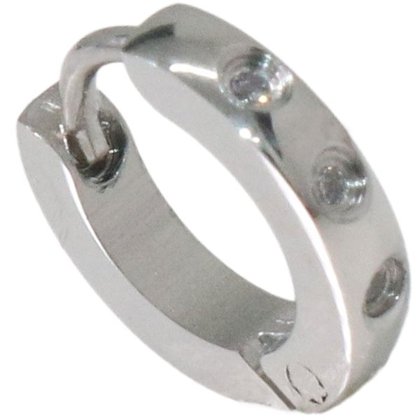 画像6: ステンレス フープピアス  3連ジルコニア シルバー ゴールド 金属アレルギー対応 メタル素材 シンプル 小さめ フープ  輪っか ピアス アクセサリー メンズ レディース 中折れ式 9mm