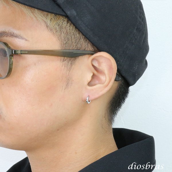 画像2: ステンレス フープピアス  3連ジルコニア シルバー ゴールド 金属アレルギー対応 メタル素材 シンプル 小さめ フープ  輪っか ピアス アクセサリー メンズ レディース 中折れ式 9mm